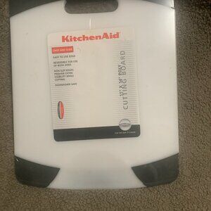 Kitchenaid 11X14 Inch Non-Slip Plastic Cutting Board White With Trench Edges